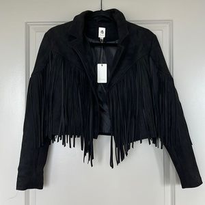 Faux Suede Fringe Jacket